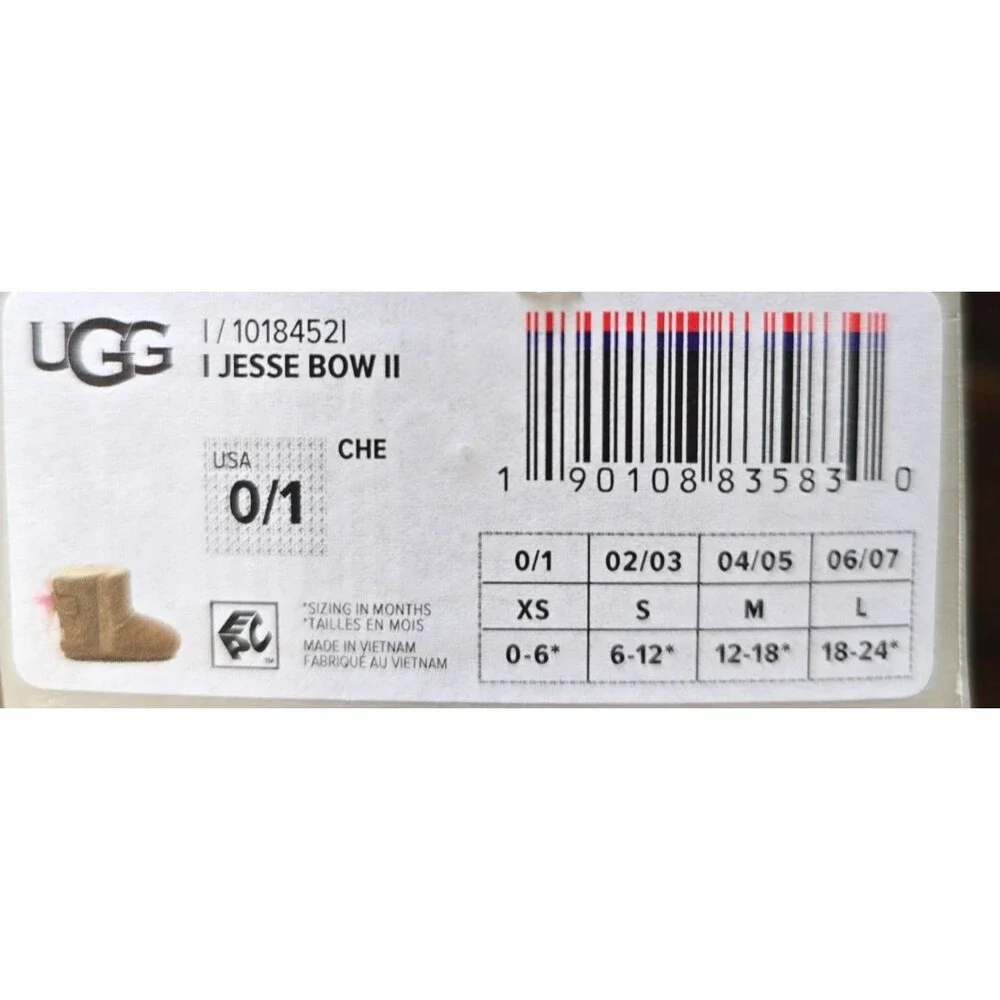 UGG Jesse Bow II Baby Boots Size 0/1 CHE Brown Suede Fur Lined Infant